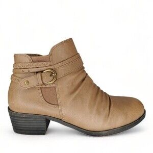Bare Traps Women's Size 6 Tan Nobalee Soft Ruching Low Block Heel Ankle Boots